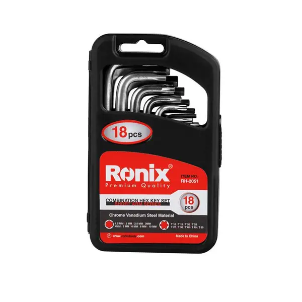 مجموعه 18 عددی آچار آلن و ستاره‌ ای رونیکس مدل RH-2051