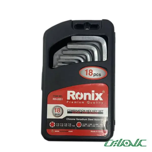 مجموعه 18 عددی آچار آلن و ستاره‌ ای رونیکس مدل RH-2051