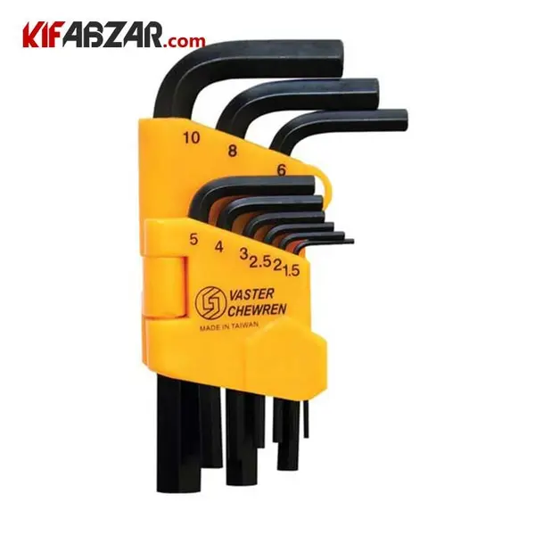 آچار آلن شش گوش واستر کارتی کوتاه 9 عددی مدل VH001