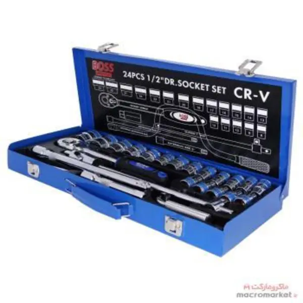 جعبه بکس فلزی باس مدل BS_123T160_24 مجموعه 24 عددی