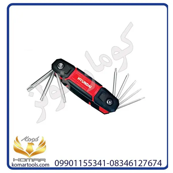 آچار آلن ستاره ای تاشو هیوندای مدل HC708P مجموعه 8 عددی