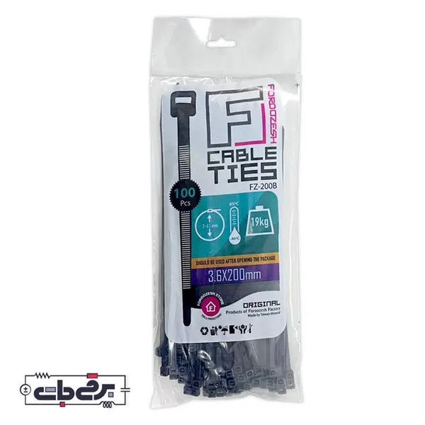 بست کمربندی پلاستیکی فروزش 20سانتیمتر عرض 3.6میلیمتر (FOROZESH)