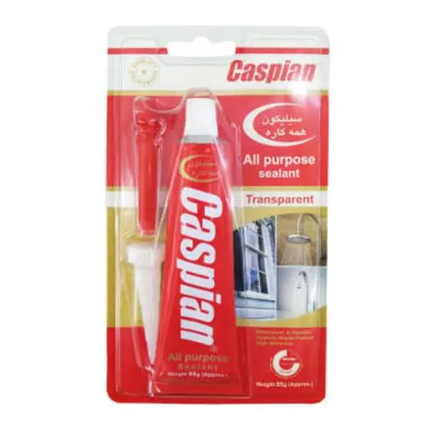 چسب سیلیکون آکواریوم کاسپین مدل شفاف تیوپی حجم 85 گرم