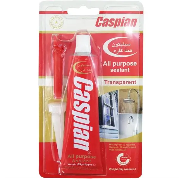 چسب سیلیکون آکواریوم کاسپین مدل شفاف تیوپی حجم 85 گرم