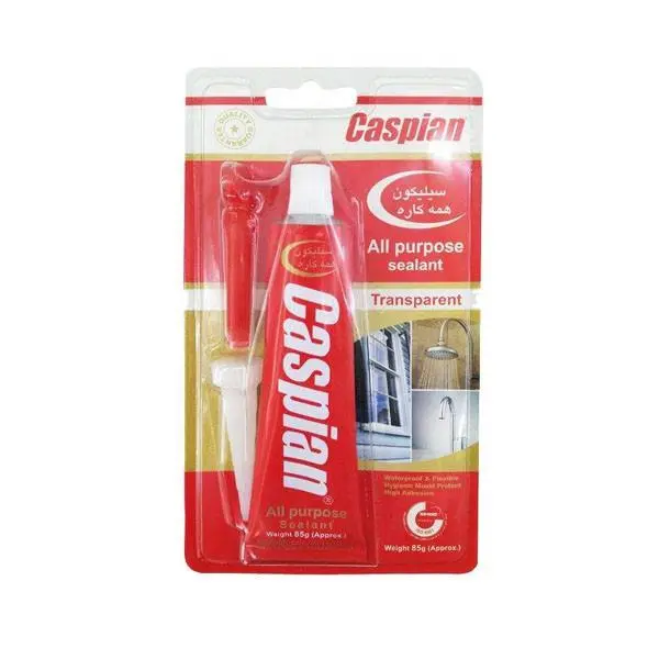 چسب سیلیکون آکواریوم کاسپین مدل شفاف تیوپی حجم 85 گرم