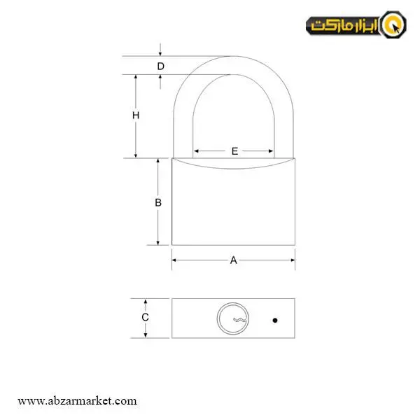 قفل آویز پارس سربی روپوش دار با کلید کامپیوتری مدل 65CSP - 6