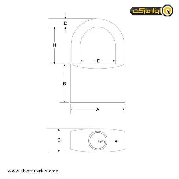 قفل آویز پارس برنجی گرده ماهی دو زبانه مدل P01-50 - 2