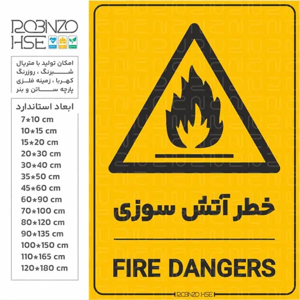برچسب ایمنی طرح خطر آتش سوزی - 4