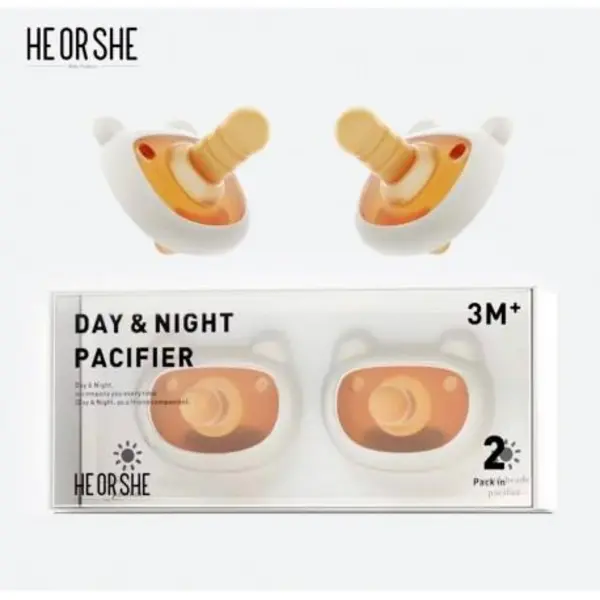 پستانک نوزاد 3ماه هی اور شی 2 عددی سفید مخصوص روز HE OR SHE - 6