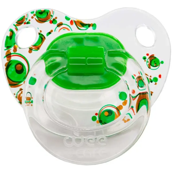 پستانک ارتودنسی وی کر مدل دسته دار شفاف چاپدار happy سایز 0-6 ماه کد P115 - 2