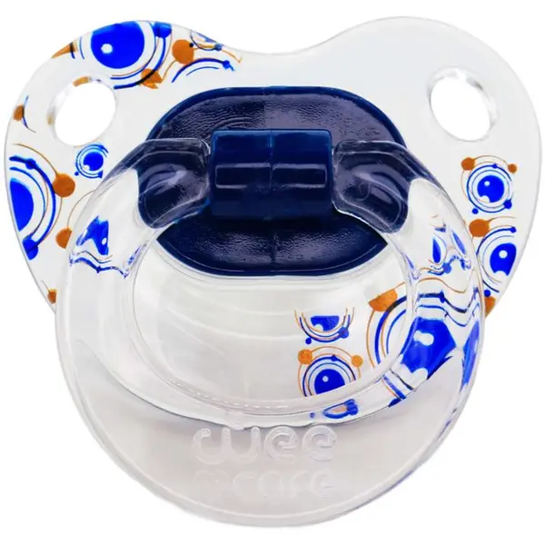 پستانک ارتودنسی وی کر مدل دسته دار شفاف چاپدار happy سایز 6-12 ماه کد P116 - 2