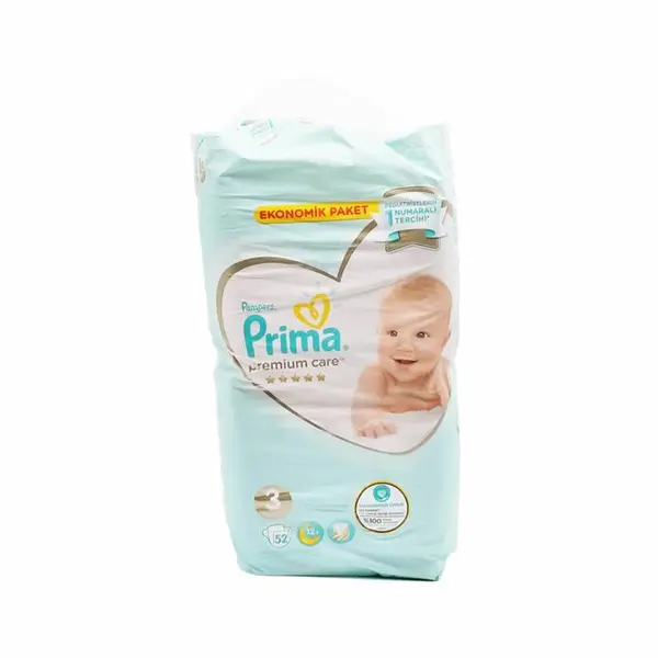 پوشک پریما سفید ( ضد حساسیت ) سایز 3 بسته 52 عددی - 2
