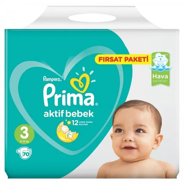 پوشک اونتاژ پریما ترک سایز 3 بسته 62 عددی طرح جدید - 4