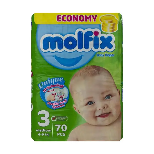 پوشک مولفیکس سایز 3 بسته 70 عددی - 5