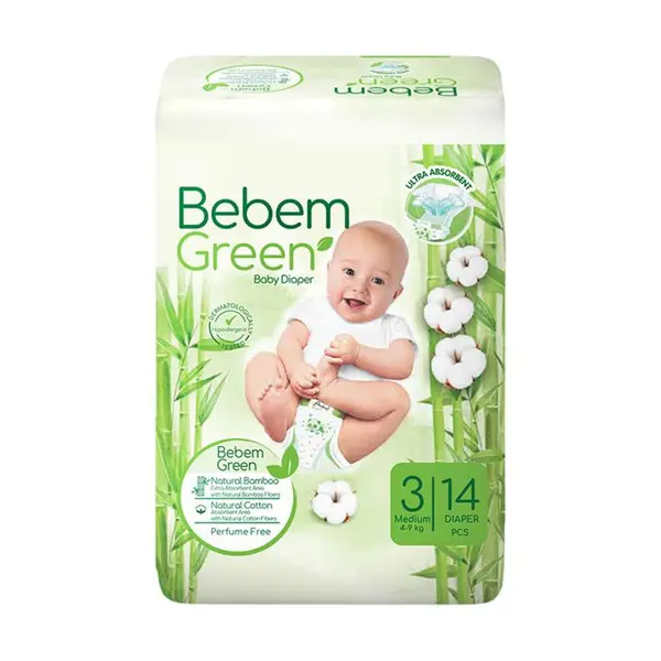 پوشک بچه ببم سایز 3 مدل BB140 بسته 14 عددی - 3
