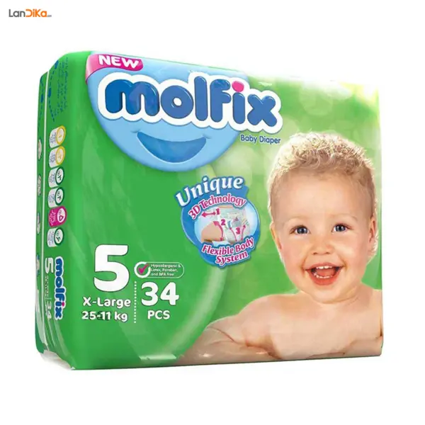 پوشک مولفیکس سایز 5 بسته 34 عددی - 6