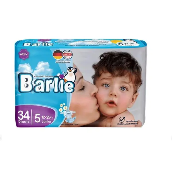 پوشک بارلی سایز 5 بسته 34 عددی به همراه دستمال مرطوب - 5