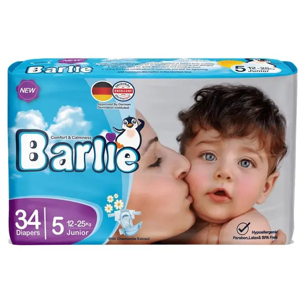 پوشک بارلی سایز 5 بسته 34 عددی به همراه دستمال مرطوب - 3