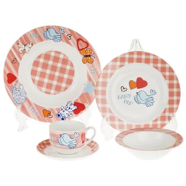 سرویس غذا خوری 5 پارچه کودک چینی زرین ایران سری ایتالیا اف مدل Baby Pap درجه یک - 3
