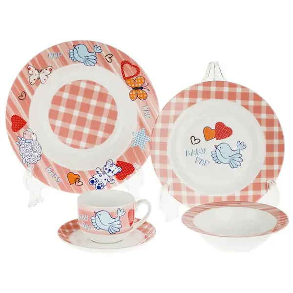 سرویس غذا خوری 5 پارچه کودک چینی زرین ایران سری ایتالیا اف مدل Baby Pap درجه یک - 2