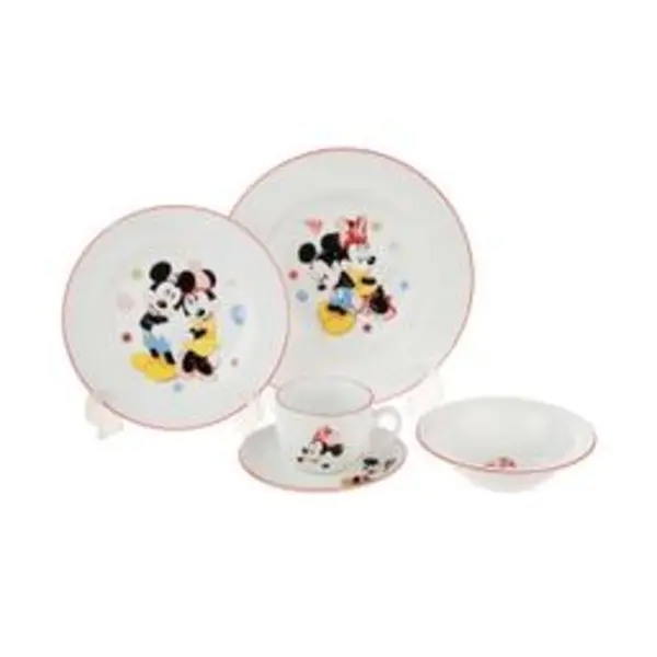 سرویس غذا خوری 5 پارچه کودک چینی زرین ایران سری ایتالیا اف مدل Mickey Mouse درجه عالی - 3