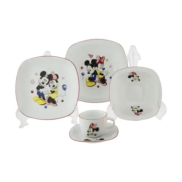 سرویس غذا خوری 5 پارچه کودک چینی زرین ایران سری ایتالیا اف مدل Mickey Mouse درجه عالی - 2