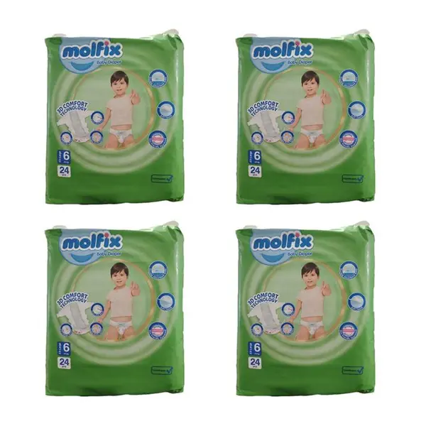 پوشک بچه مولفیکس مدل چسبی سایز 6 بسته 62 عددی - 2