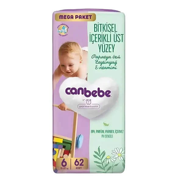 پوشک بچه گیاهی آوانتاژ جان به به سایز 6 بسته 62 عددی Canbebe - 2