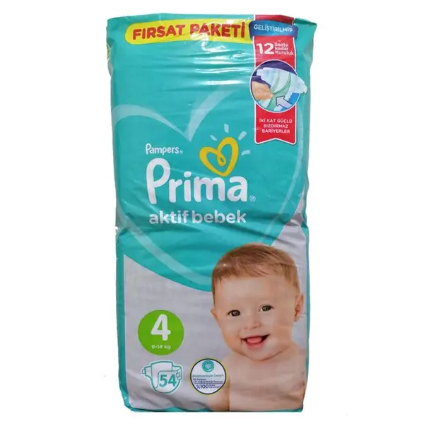 پوشک کودک پریما ترک مدل Aktif bebek چسبی سایز 4 بسته 54 عددی - 2