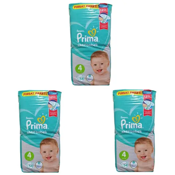 پوشک کودک پریما مدل Aktif bebek سایز 4بسته 54 عددی مجموعه 3 عددی - 2