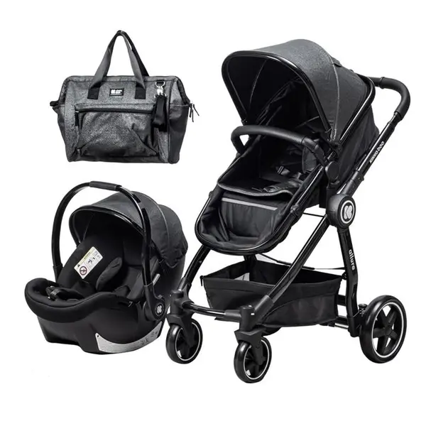 ست کالسکه و کریر کیکابو مدل Allure Black_2021 به همراه ساک لوازم