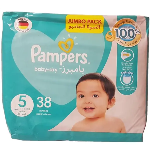پوشک پمپرز مدل baby dry سایز 5 بسته 38 عددی - 2