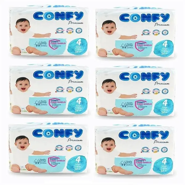 پوشک کانفی CONFY سایز 4 بسته 34 عددی - 4