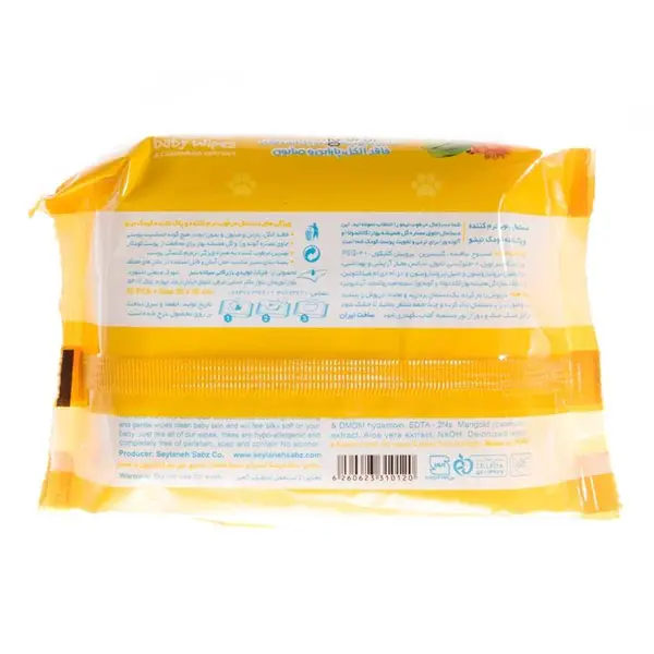 دستمال مرطوب کودک نینو مدل آلوئه ورا و بابونه  Aloevera بسته 20 عددی