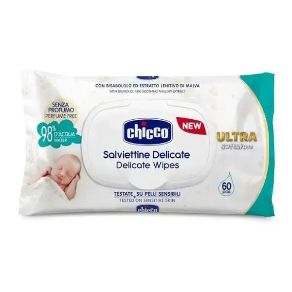 دستمال مرطوب کودک چیکو Chicco حاوی عصاره گل ختمی و بیسابولول بسته ۶۰ عددی - 5
