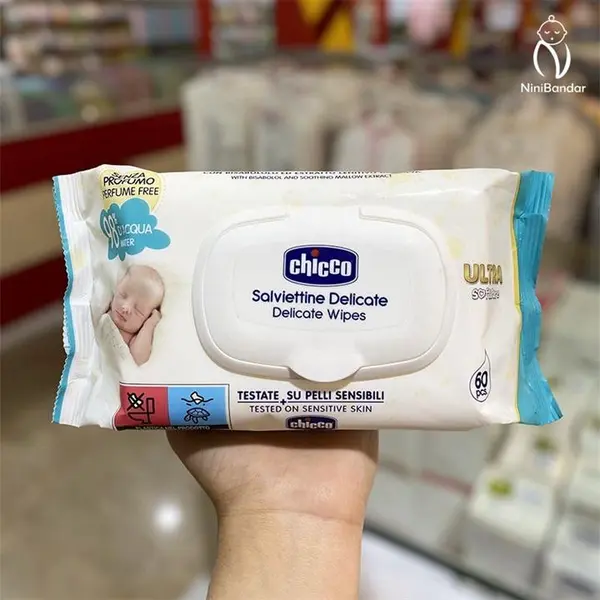 دستمال مرطوب کودک چیکو Chicco حاوی عصاره گل ختمی و بیسابولول بسته ۶۰ عددی - 2