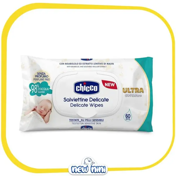 دستمال مرطوب کودک چیکو Chicco حاوی عصاره گل ختمی و بیسابولول بسته ۶۰ عددی - 4