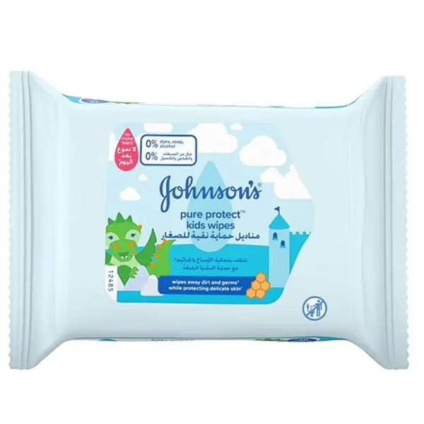 دستمال مرطوب کودک جانسون مدل pure protect بسته 25 عددی - 2