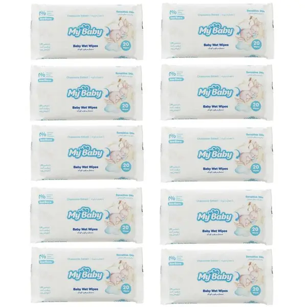 دستمال مرطوب کودک مای بیبی مدل sensitive بسته 20 عددی - 6