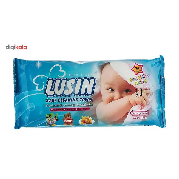 دستمال مرطوب کودک لوسین مدل Sensitive بسته 24 عددی - 4