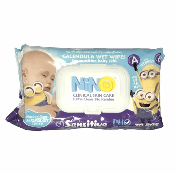 دستمال مرطوب کودک نینو مدل Sensitive  - بسته 70 عددی - 5