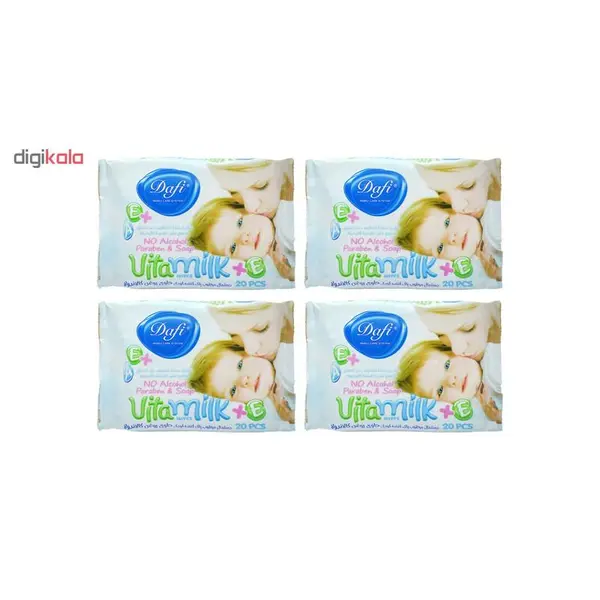 دستمال مرطوب کودک دافی مدل vita milk مجموعه 4 عددی - 2