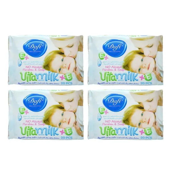 دستمال مرطوب کودک دافی مدل vita milk مجموعه 4 عددی - 3