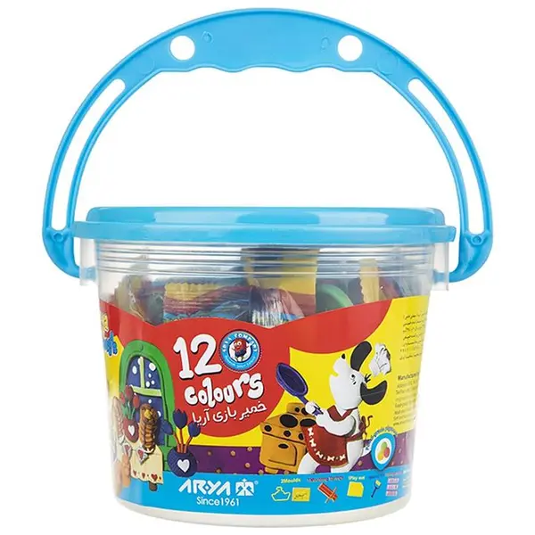 خمیر بازی آریا مدل 12 رنگ سطلی با DVD کد 1069 - 3