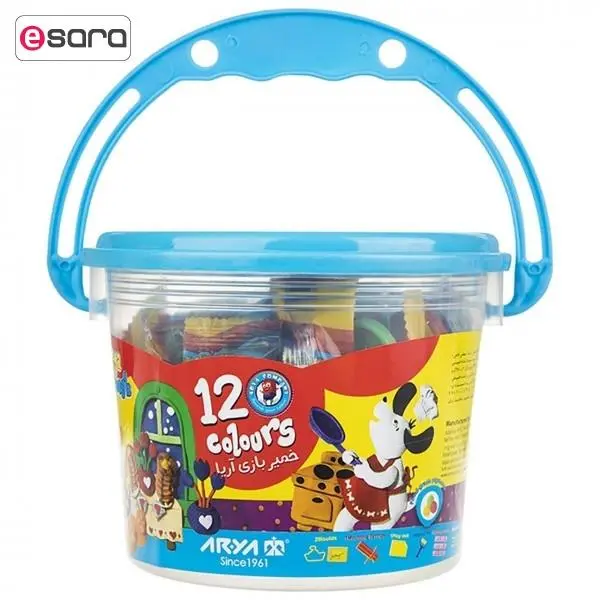 خمیر بازی آریا مدل 12 رنگ سطلی با DVD کد 1069 - 5