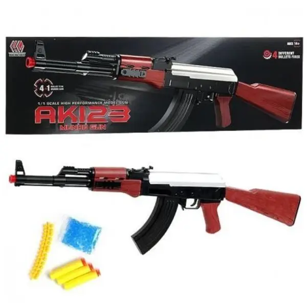 اسباب بازی تفنگ طرح ژله ای ساچمه ای فومی مدل AK123 - 3