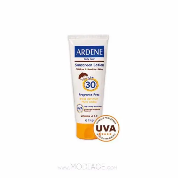 لوسیون ضد آفتاب کودک آردن سری Baby Care SPF30 مقدار 75 گرم