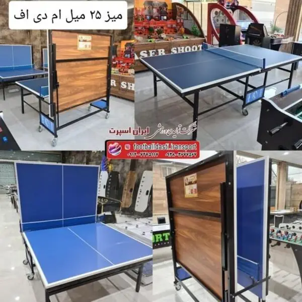 میز پینگ پنگ تنیس تاشو چهار چرخ تمام ام دی اف 25 میل دورو ضدخش - 2