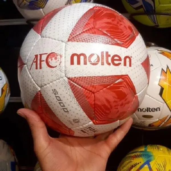 توپ فوتبال مدل مولتن 5000 molten afc  سایز 5  دوختی رنگ قرمز - 2
