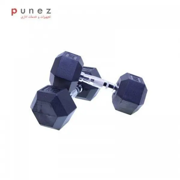 دمبل هنگدا مدل Rubber شش‌ ضلعی وزن 10 کیلوگرم بسته 2 عددی - 5